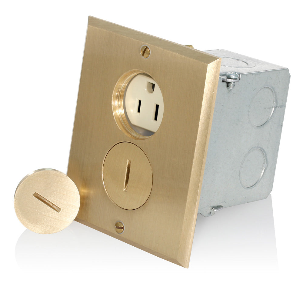 Placa de piso con contacto duplex incluido de 15A 2P - Leviton