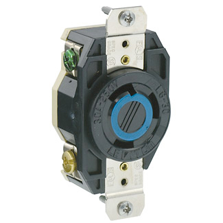 Contacto fijo media vuelta negro de 2P 3H 30A 250V - Leviton