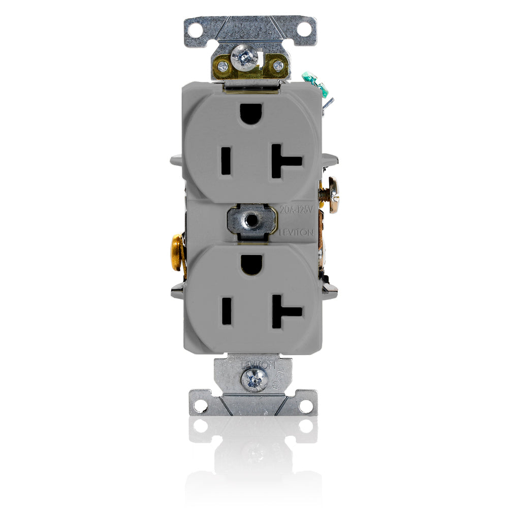 Contacto duplex gris industrial tierra aislada - Leviton